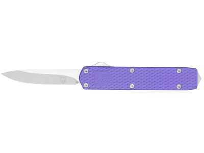 CobraTec 2.25" OTF Knife Stonewashed D2 Purple Anodized Aluminum