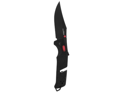 SOG Trident AT - Straight Edge Black Red, Ambidextrous, Spring Assisted, Black/Red