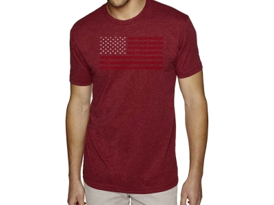 LA Pop Art Proud To Be An American - Men's Premium Blend Word Art T-Shirt, Small, Red