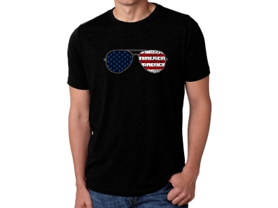 LA Pop Art Americana Sunglasses - Men's Premium Blend Word Art T-Shirt, XXL, Black