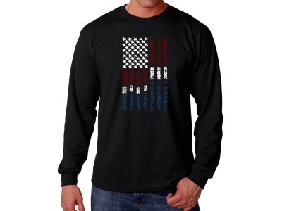 LA Pop Art Men's Word Art Long Sleeve T-shirt - Support our Troops, 4XL, Black