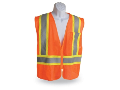 Walkers Dual Color Zipper Safety Vest, Orange, Medium