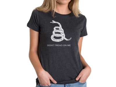 LA Pop Art Women's Premium Blend Word Art T-shirt - DONT TREAD ON ME, Medium, Black