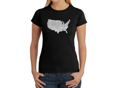 LA Pop Art Women's Word Art T-Shirt - THE STAR SPANGLED BANNER, Extra Large, Black