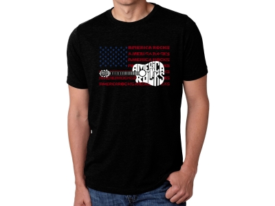 LA Pop Art America Rocks - Men's Premium Blend Word Art T-Shirt, XXXL, Black