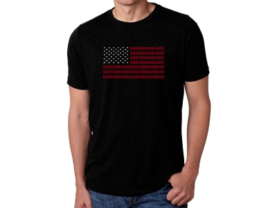 LA Pop Art Men's Premium Blend Word Art T-shirt - USA Flag, Extra Large, Black