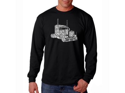 LA Pop Art Men's Word Art Long Sleeve T-shirt - KEEP ON TRUCKIN', Large, Black
