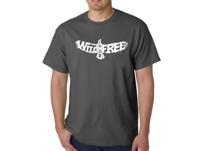LA Pop Art Men's Word Art T-shirt - Wild and Free Eagle