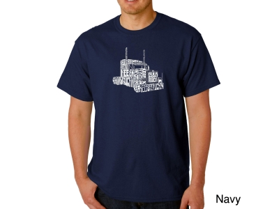 LA Pop Art Men's Word Art T-shirt - KEEP ON TRUCKIN', Medium, Navy Blue