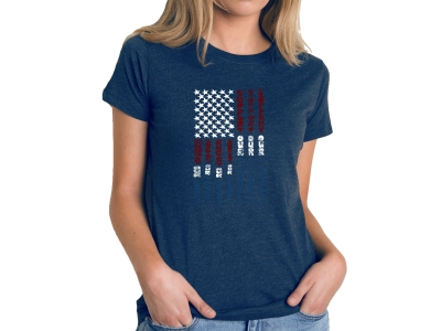LA Pop Art Women's Premium Blend Word Art T-shirt - Support our Troops, Extra Large, Navy Blue