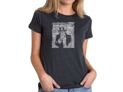 LA Pop Art Women's Premium Blend Word Art T-shirt - UNCLE SAM, Large, Black