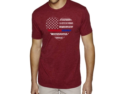 LA Pop Art Men's Premium Blend Word Art T-shirt - American Woman, Small, Red