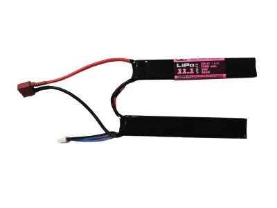 Air Raid Airsoft Li-Po 11.1v 1200mAh 20C Split [1+1], Dean Battery, Black