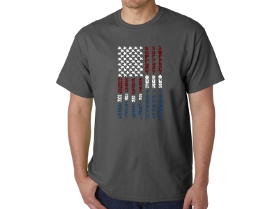 LA Pop Art Men's Word Art T-shirt - Support our Troops, Medium, Grey