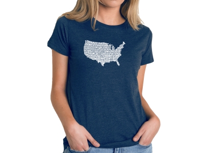 LA Pop Art Women's Premium Blend Word Art T-shirt - THE STAR SPANGLED BANNER, XXL, Navy Blue