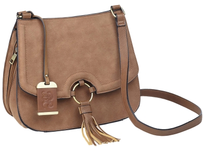 Bulldog Cross Body Camel Suede 11" x 9" x 3.50"