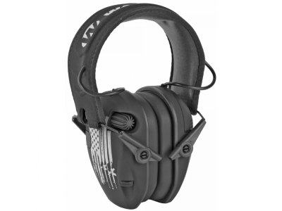 Walkers Razor Slim Electronic Muffs Freedom Series Flag, Black