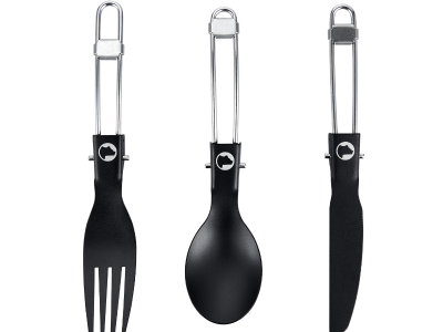 Explorer Bear Black Titanium Folding Utensil Combo