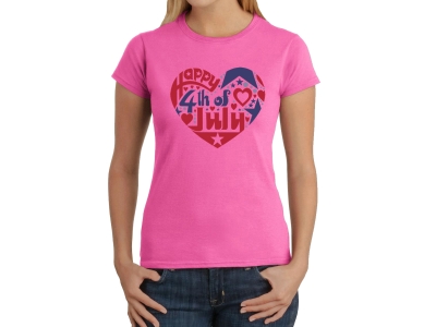 LA Pop Art Women's Word Art T-Shirt - July 4th Heart