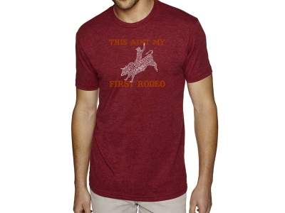 LA Pop Art Men's Premium Blend Word Art T-shirt - This Aint My First Rodeo, XXL, Red