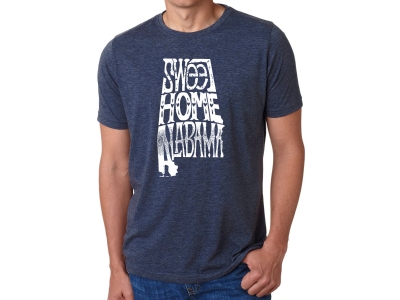 LA Pop Art Men's Premium Blend Word Art T-shirt - Sweet Home Alabama, XXXL, Navy Blue