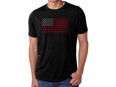 LA Pop Art Men's Premium Blend Word Art T-shirt - God Bless America, Large, Black