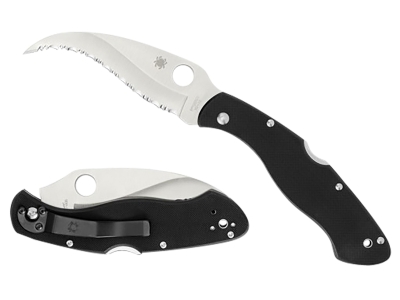 Spyderco 4.09" Serrated VG-10 Blade Black G10 Handle Folding Knife