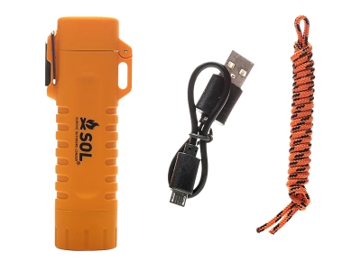 SOL Fire Lite Fuel-Free Lighter Orange w/ USB & Lanyard