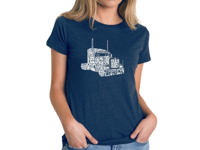 LA Pop Art Women's Premium Blend Word Art T-shirt - KEEP ON TRUCKIN', Extra Large, Navy Blue