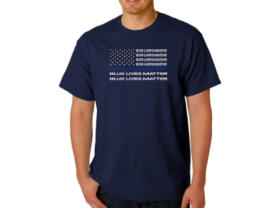 LA Pop Art Men's Word Art T-shirt - Blue Lives Matter, 4XL, Navy Blue