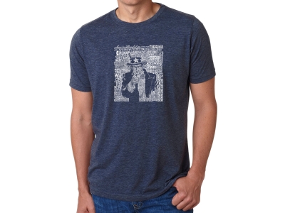 LA Pop Art Men's Premium Blend Word Art T-shirt - UNCLE SAM, Small, Navy Blue