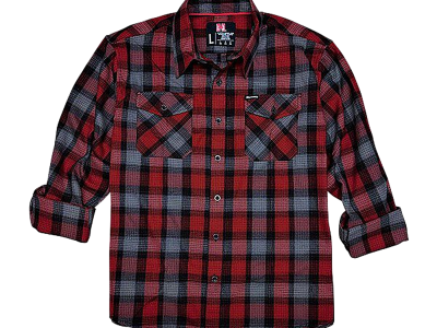 Hornady Flannel Shirt Relaxed Fit Button Up, Large, Black/Red