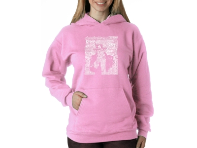 LA Pop Art Women's Word Art Hooded Sweatshirt -UNCLE SAM, 4XL, Pink