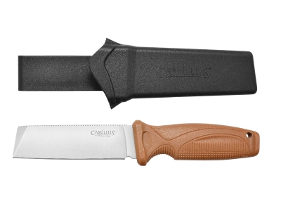 Camillus 4.30" Fixed Knife 420 Steel Blade Tan ABS Handle w/Sheath