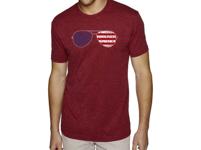LA Pop Art Americana Sunglasses - Men's Premium Blend Word Art T-Shirt, Extra Large, Red