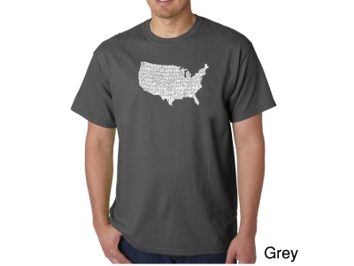 LA Pop Art Men's Word Art T-shirt - THE STAR SPANGLED BANNER, Extra Large, Grey