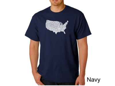 LA Pop Art Men's Word Art T-shirt - THE STAR SPANGLED BANNER, 4XL, Navy Blue