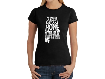 LA Pop Art Women's Word Art T-Shirt - Sweet Home Alabama, Large, Black
