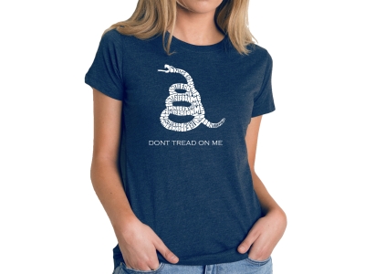 LA Pop Art Women's Premium Blend Word Art T-shirt - DONT TREAD ON ME, Large, Navy Blue