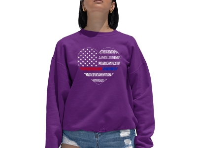 LA Pop Art Women's Word Art Crewneck Sweatshirt - American Woman, 4XL, Purple