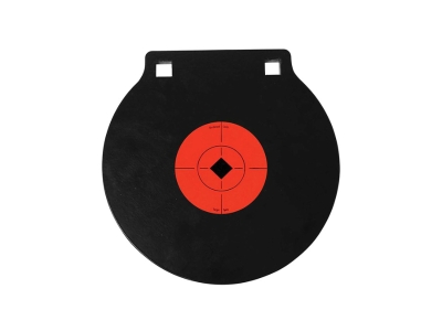Birchwood  World of Targets Double Hole 10" Steel Circle w/Crosshair & Diamond, Black/Orange