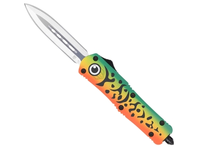 CobraTec 3" D2 OTF Dagger Knife Satin Blade Green Aluminum Handle