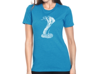 LA Pop Art Women's Premium Blend Word Art T-shirt - Types of Snakes, Large, Turquoise