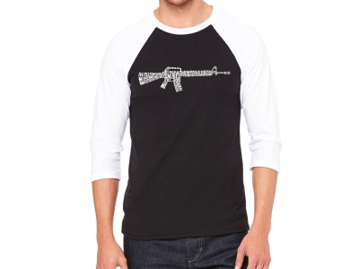 LA Pop Art Men's Raglan Baseball Word Art T-shirt - RIFLEMANS CREED, Extra Large, Black/White
