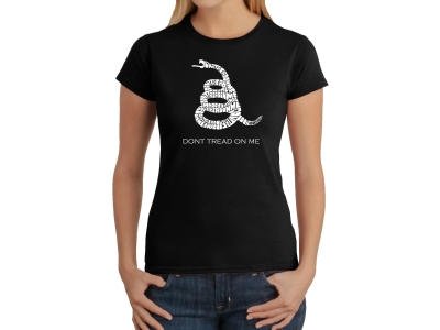LA Pop Art Women's Word Art T-Shirt - DONT TREAD ON ME, Small, Black