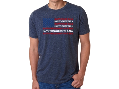 LA Pop Art Happy 4th of July - Men's Premium Blend Word Art T-Shirt, Small, Navy Blue