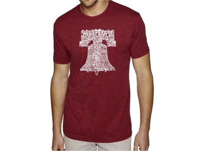 LA Pop Art Men's Premium Blend Word Art T-shirt - Liberty Bell, Medium, Red