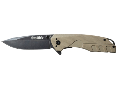 Smith's 3.35" Folding Drop Point 400 SS Black Stonewash G10 Handle