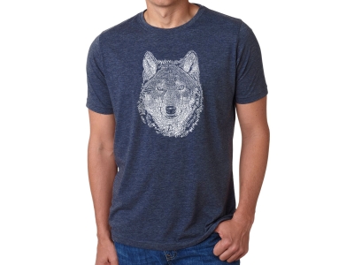 LA Pop Art Men's Premium Blend Word Art T-shirt - Wolf