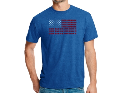 LA Pop Art Men's Premium Blend Word Art T-shirt - God Bless America, XXL, Royal Blue